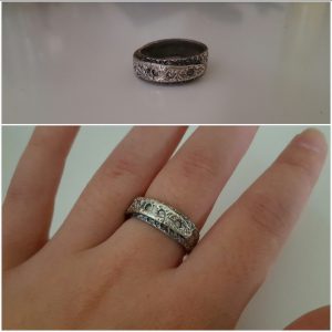 Sieraad Queen || materialen: fijn zilver, 3 transparante Zirkonia steentjes || Ringmaat 19.5 || Ring is VERKOCHT